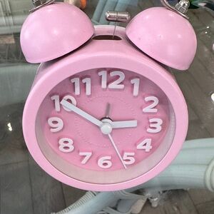 Pink Twin Bell Alarm Clock - Cute Retro Style